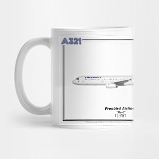 Airbus A321 - Freebird Airlines "Red" (Art Print) Mug